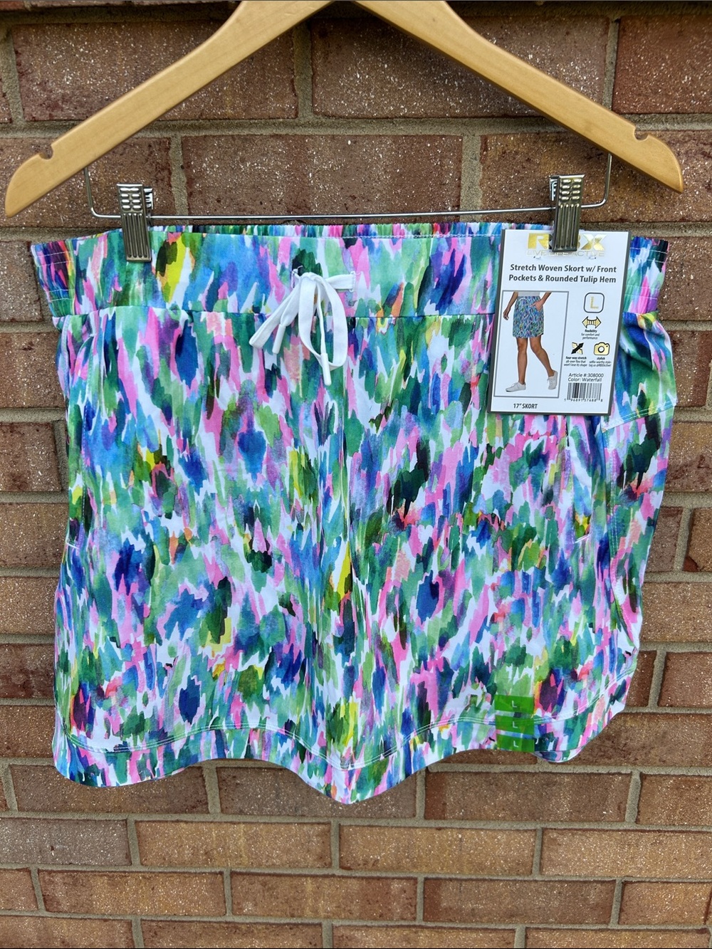 RBX Multicolor Abstract Print Tulip Hem Skort
